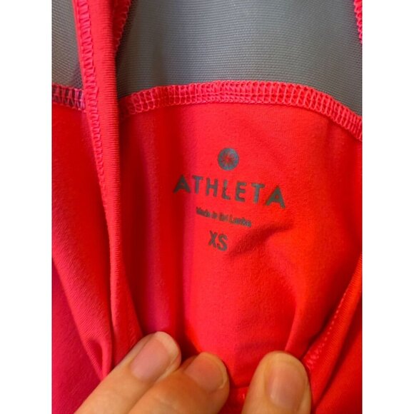 Athleta Bright Pink Racerback Workout Tank with Grey Mesh - Women's Size XS - Picture 7 of 9